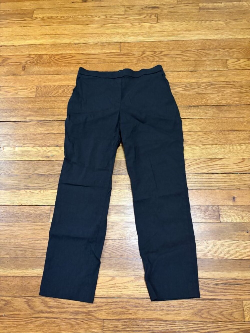 Theory Womens Pull on Pants Sz 6 Black Linen Viscose Elastic Waist Cropped Crop